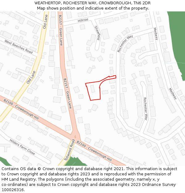 WEATHERTOP, ROCHESTER WAY, CROWBOROUGH, TN6 2DR: Location map and indicative extent of plot