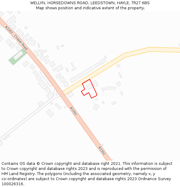 WELLYN, HORSEDOWNS ROAD, LEEDSTOWN, HAYLE, TR27 6BS: Location map and indicative extent of plot