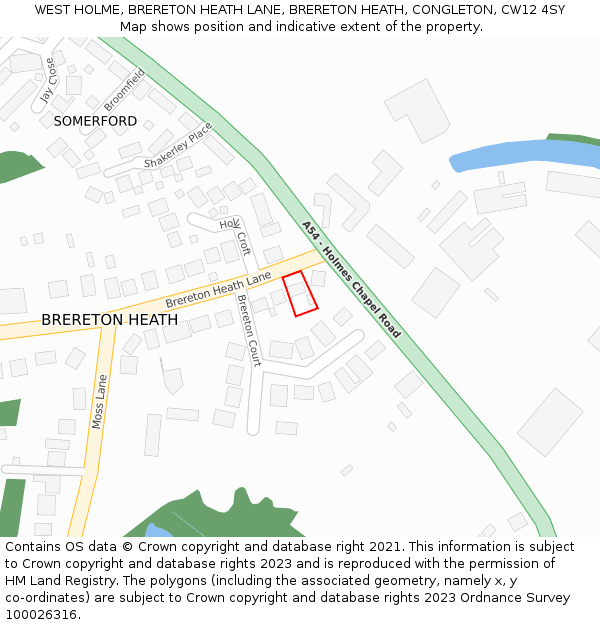 WEST HOLME, BRERETON HEATH LANE, BRERETON HEATH, CONGLETON, CW12 4SY: Location map and indicative extent of plot