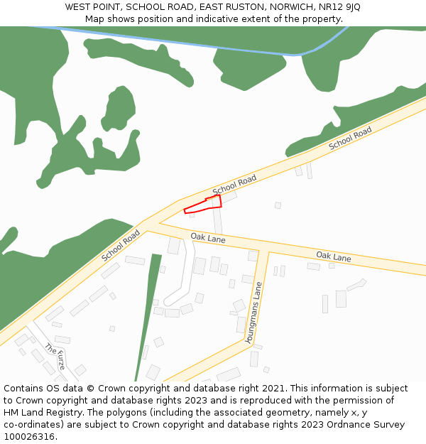 WEST POINT, SCHOOL ROAD, EAST RUSTON, NORWICH, NR12 9JQ: Location map and indicative extent of plot