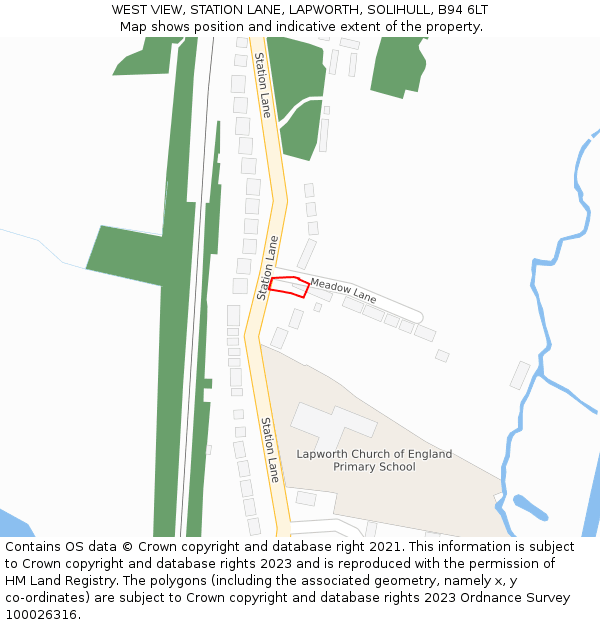 WEST VIEW, STATION LANE, LAPWORTH, SOLIHULL, B94 6LT: Location map and indicative extent of plot