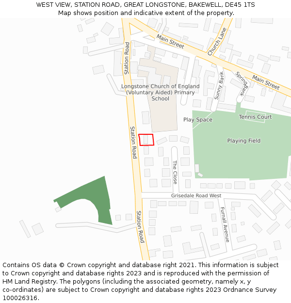 WEST VIEW, STATION ROAD, GREAT LONGSTONE, BAKEWELL, DE45 1TS: Location map and indicative extent of plot