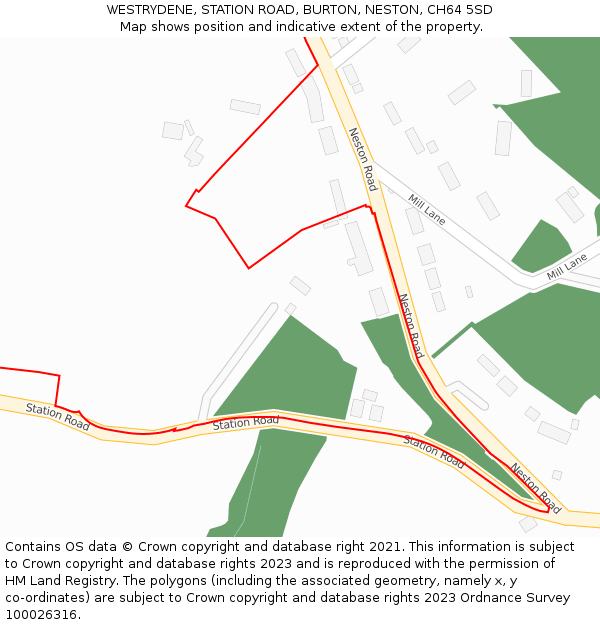 WESTRYDENE, STATION ROAD, BURTON, NESTON, CH64 5SD: Location map and indicative extent of plot