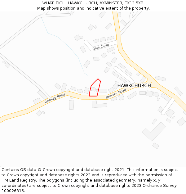 WHATLEIGH, HAWKCHURCH, AXMINSTER, EX13 5XB: Location map and indicative extent of plot