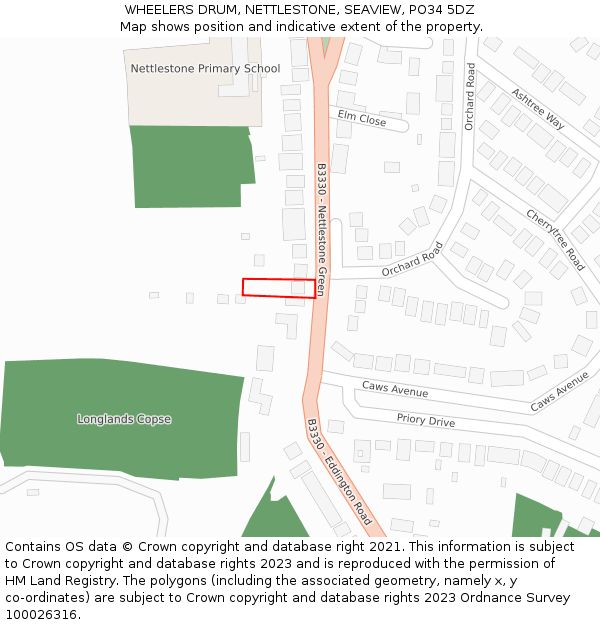 WHEELERS DRUM, NETTLESTONE, SEAVIEW, PO34 5DZ: Location map and indicative extent of plot