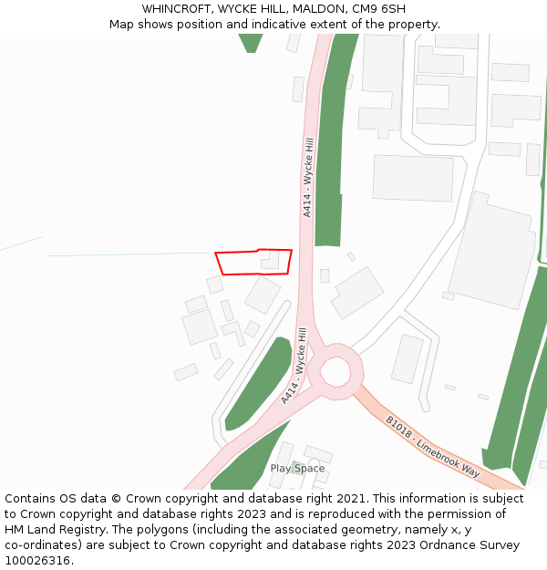 WHINCROFT, WYCKE HILL, MALDON, CM9 6SH: Location map and indicative extent of plot