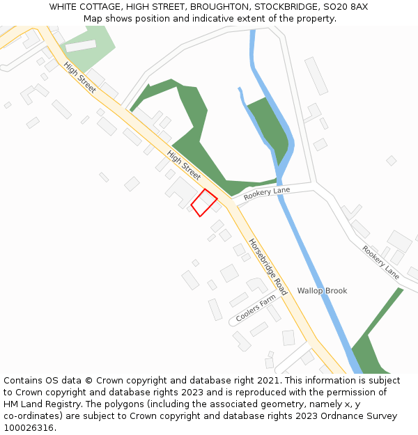 WHITE COTTAGE, HIGH STREET, BROUGHTON, STOCKBRIDGE, SO20 8AX: Location map and indicative extent of plot