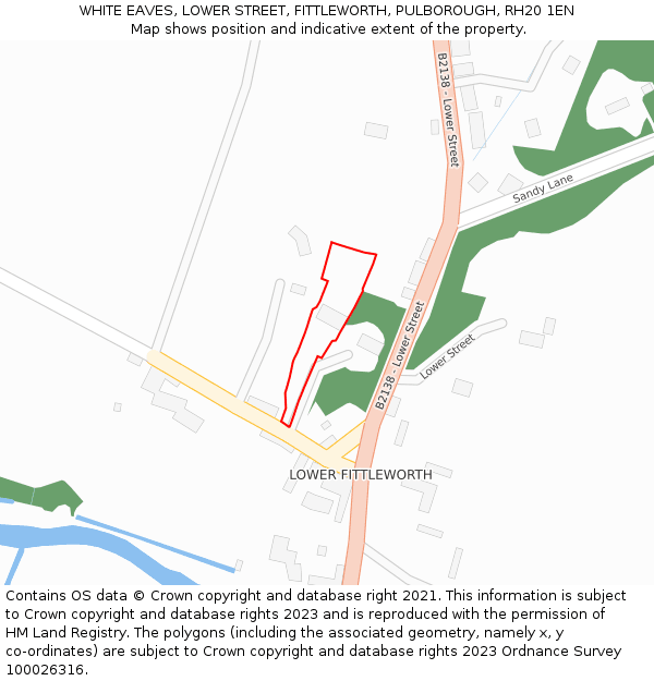 WHITE EAVES, LOWER STREET, FITTLEWORTH, PULBOROUGH, RH20 1EN: Location map and indicative extent of plot