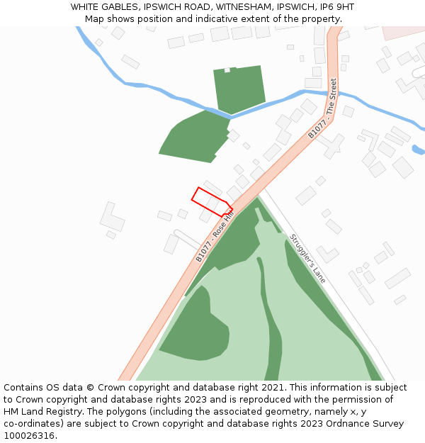 WHITE GABLES, IPSWICH ROAD, WITNESHAM, IPSWICH, IP6 9HT: Location map and indicative extent of plot