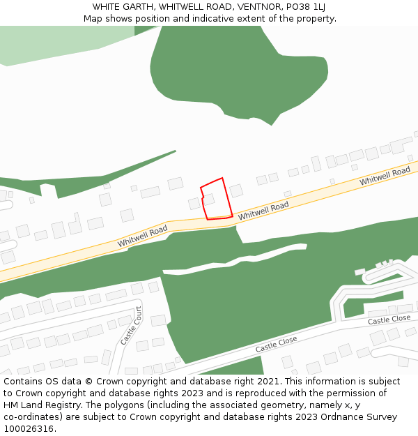 WHITE GARTH, WHITWELL ROAD, VENTNOR, PO38 1LJ: Location map and indicative extent of plot