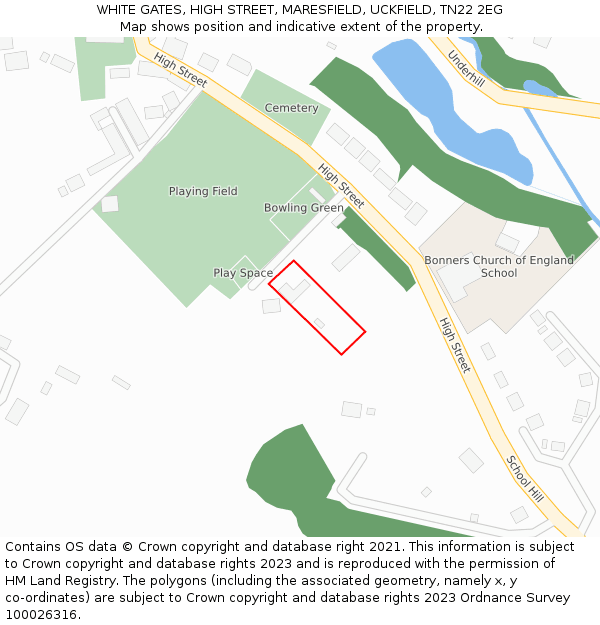 WHITE GATES, HIGH STREET, MARESFIELD, UCKFIELD, TN22 2EG: Location map and indicative extent of plot