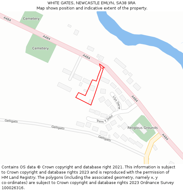 WHITE GATES, NEWCASTLE EMLYN, SA38 9RA: Location map and indicative extent of plot