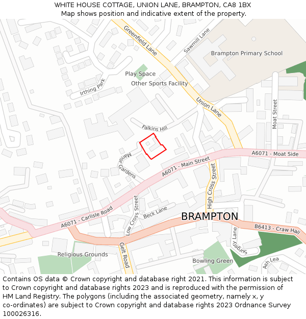 WHITE HOUSE COTTAGE, UNION LANE, BRAMPTON, CA8 1BX: Location map and indicative extent of plot