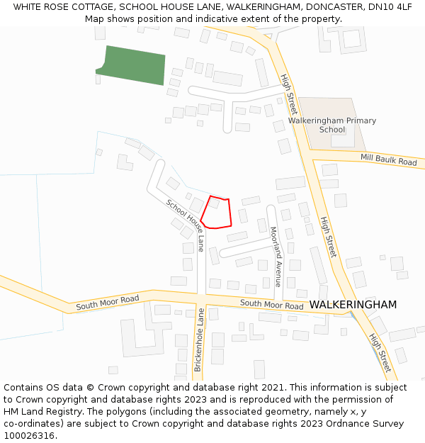 WHITE ROSE COTTAGE, SCHOOL HOUSE LANE, WALKERINGHAM, DONCASTER, DN10 4LF: Location map and indicative extent of plot