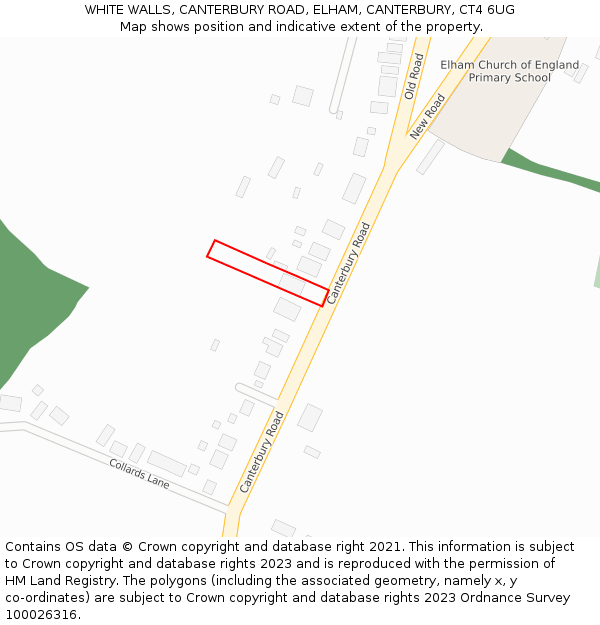 WHITE WALLS, CANTERBURY ROAD, ELHAM, CANTERBURY, CT4 6UG: Location map and indicative extent of plot