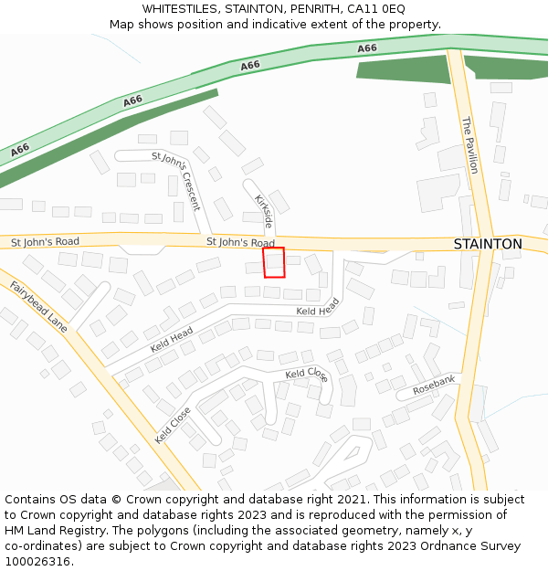 WHITESTILES, STAINTON, PENRITH, CA11 0EQ: Location map and indicative extent of plot