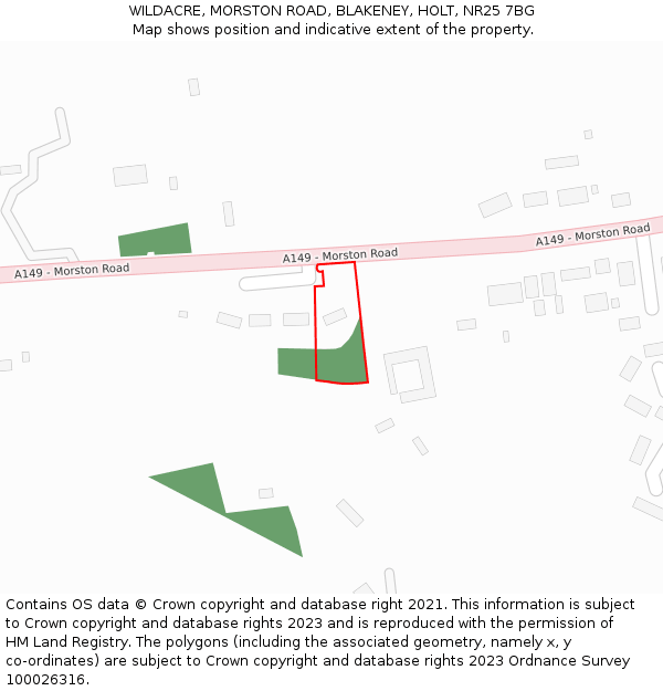 WILDACRE, MORSTON ROAD, BLAKENEY, HOLT, NR25 7BG: Location map and indicative extent of plot