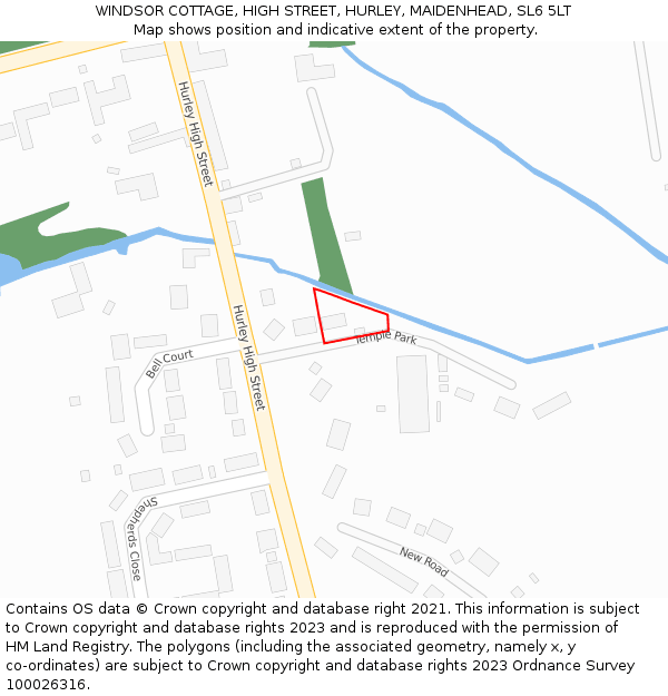 WINDSOR COTTAGE, HIGH STREET, HURLEY, MAIDENHEAD, SL6 5LT: Location map and indicative extent of plot