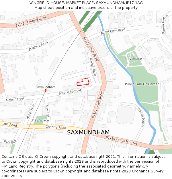 WINGFIELD HOUSE, MARKET PLACE, SAXMUNDHAM, IP17 1AG: Location map and indicative extent of plot