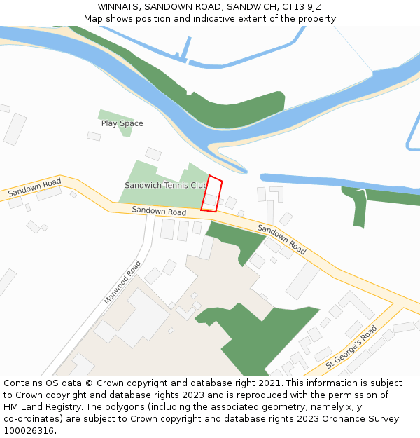 WINNATS, SANDOWN ROAD, SANDWICH, CT13 9JZ: Location map and indicative extent of plot