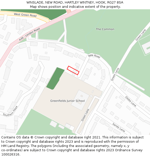 WINSLADE, NEW ROAD, HARTLEY WINTNEY, HOOK, RG27 8SA: Location map and indicative extent of plot