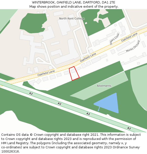 WINTERBROOK, OAKFIELD LANE, DARTFORD, DA1 2TE: Location map and indicative extent of plot