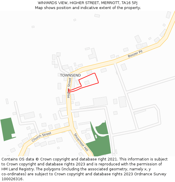 WINYARDS VIEW, HIGHER STREET, MERRIOTT, TA16 5PJ: Location map and indicative extent of plot