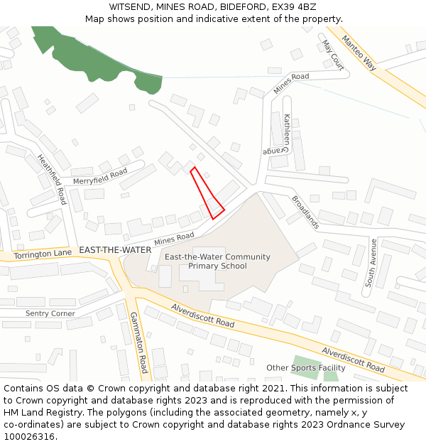 WITSEND, MINES ROAD, BIDEFORD, EX39 4BZ: Location map and indicative extent of plot