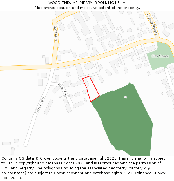 WOOD END, MELMERBY, RIPON, HG4 5HA: Location map and indicative extent of plot