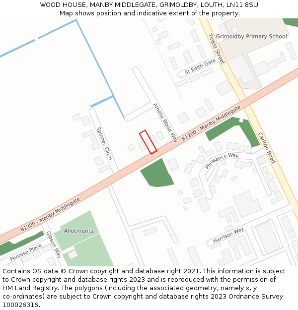 WOOD HOUSE, MANBY MIDDLEGATE, GRIMOLDBY, LOUTH, LN11 8SU: Location map and indicative extent of plot