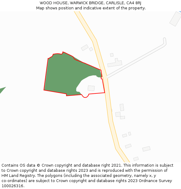 WOOD HOUSE, WARWICK BRIDGE, CARLISLE, CA4 8RJ: Location map and indicative extent of plot