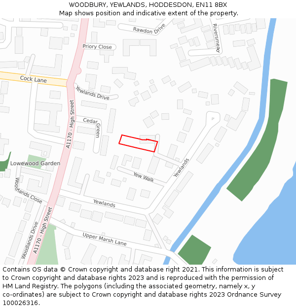 WOODBURY, YEWLANDS, HODDESDON, EN11 8BX: Location map and indicative extent of plot