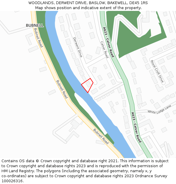 WOODLANDS, DERWENT DRIVE, BASLOW, BAKEWELL, DE45 1RS: Location map and indicative extent of plot