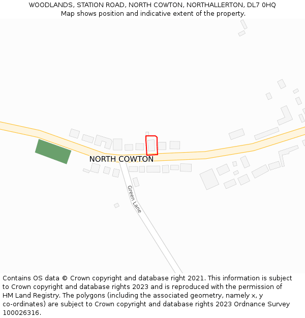 WOODLANDS, STATION ROAD, NORTH COWTON, NORTHALLERTON, DL7 0HQ: Location map and indicative extent of plot