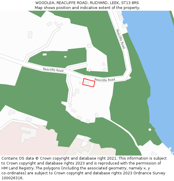 WOODLEA, REACLIFFE ROAD, RUDYARD, LEEK, ST13 8RS: Location map and indicative extent of plot