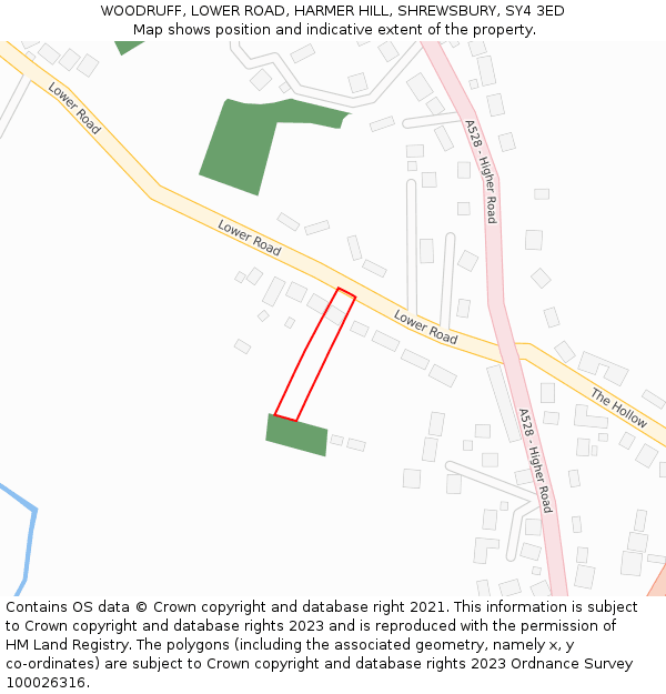 WOODRUFF, LOWER ROAD, HARMER HILL, SHREWSBURY, SY4 3ED: Location map and indicative extent of plot