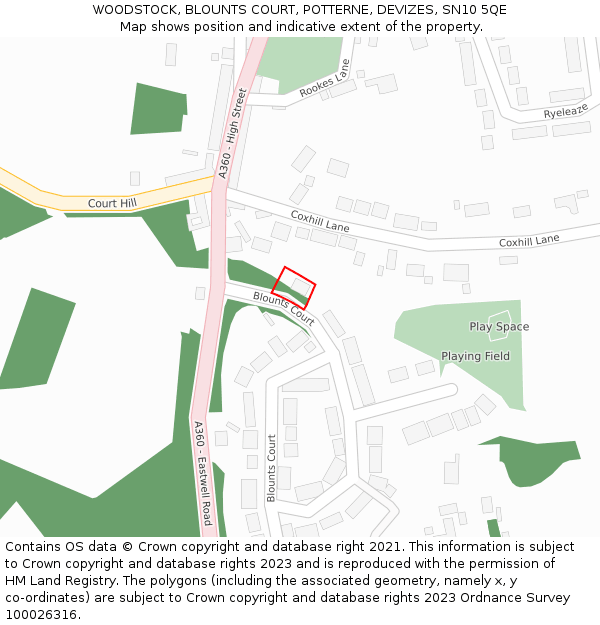 WOODSTOCK, BLOUNTS COURT, POTTERNE, DEVIZES, SN10 5QE: Location map and indicative extent of plot