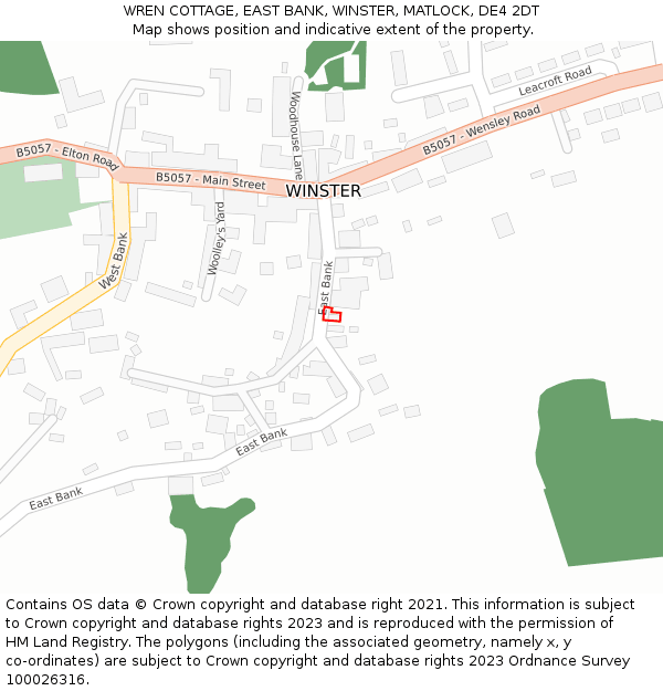 WREN COTTAGE, EAST BANK, WINSTER, MATLOCK, DE4 2DT: Location map and indicative extent of plot