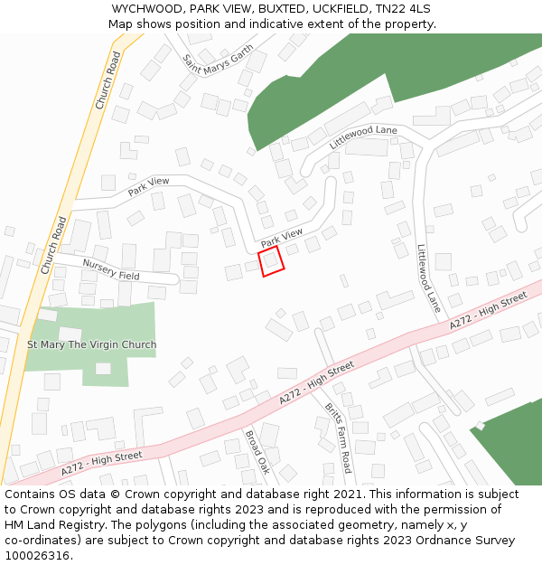 WYCHWOOD, PARK VIEW, BUXTED, UCKFIELD, TN22 4LS: Location map and indicative extent of plot