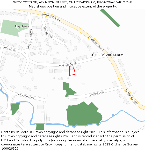 WYCK COTTAGE, ATKINSON STREET, CHILDSWICKHAM, BROADWAY, WR12 7HF: Location map and indicative extent of plot