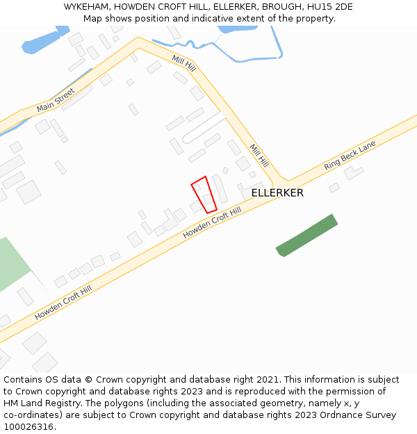 WYKEHAM, HOWDEN CROFT HILL, ELLERKER, BROUGH, HU15 2DE: Location map and indicative extent of plot