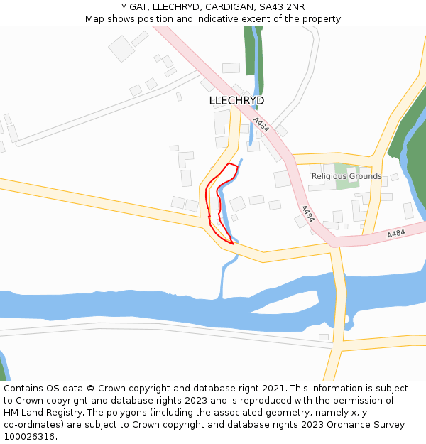 Y GAT, LLECHRYD, CARDIGAN, SA43 2NR: Location map and indicative extent of plot