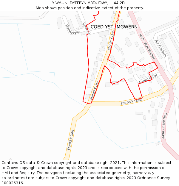 Y WAUN, DYFFRYN ARDUDWY, LL44 2BL: Location map and indicative extent of plot