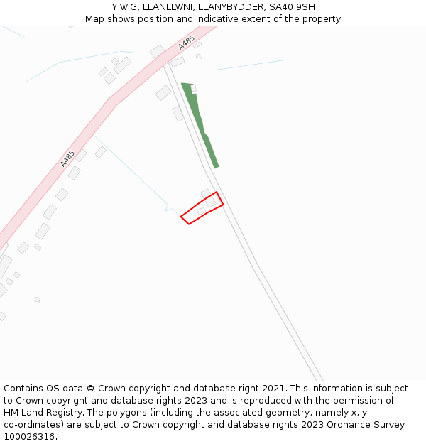 Y WIG, LLANLLWNI, LLANYBYDDER, SA40 9SH: Location map and indicative extent of plot