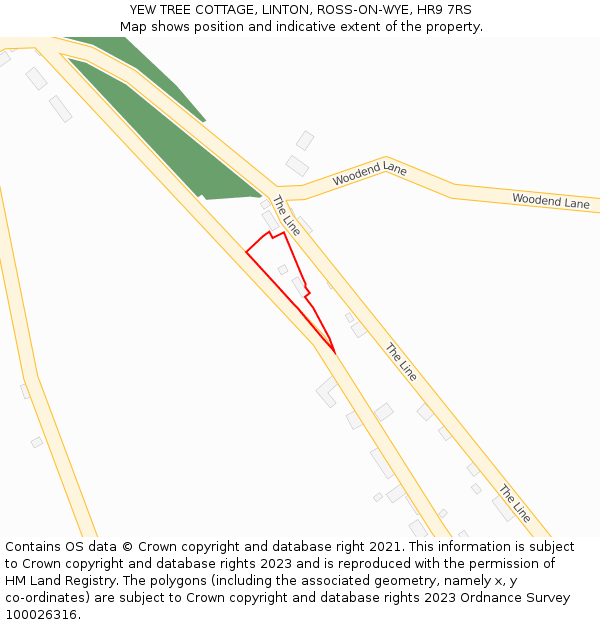 YEW TREE COTTAGE, LINTON, ROSS-ON-WYE, HR9 7RS: Location map and indicative extent of plot