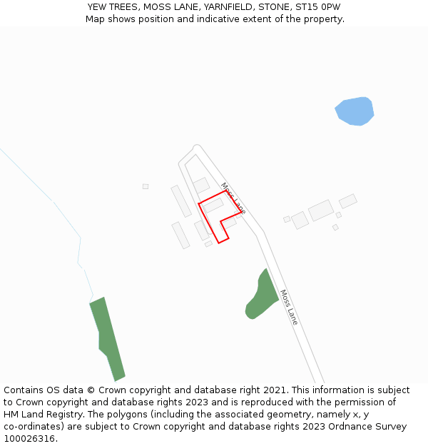 YEW TREES, MOSS LANE, YARNFIELD, STONE, ST15 0PW: Location map and indicative extent of plot