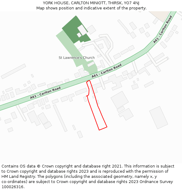 YORK HOUSE, CARLTON MINIOTT, THIRSK, YO7 4NJ: Location map and indicative extent of plot