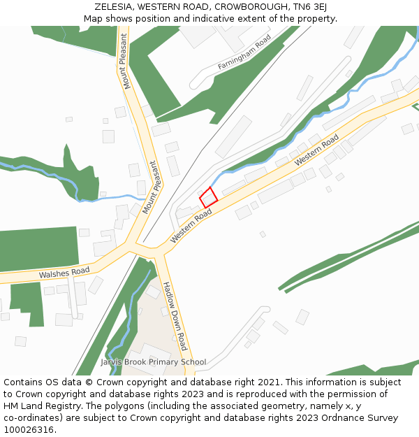 ZELESIA, WESTERN ROAD, CROWBOROUGH, TN6 3EJ: Location map and indicative extent of plot