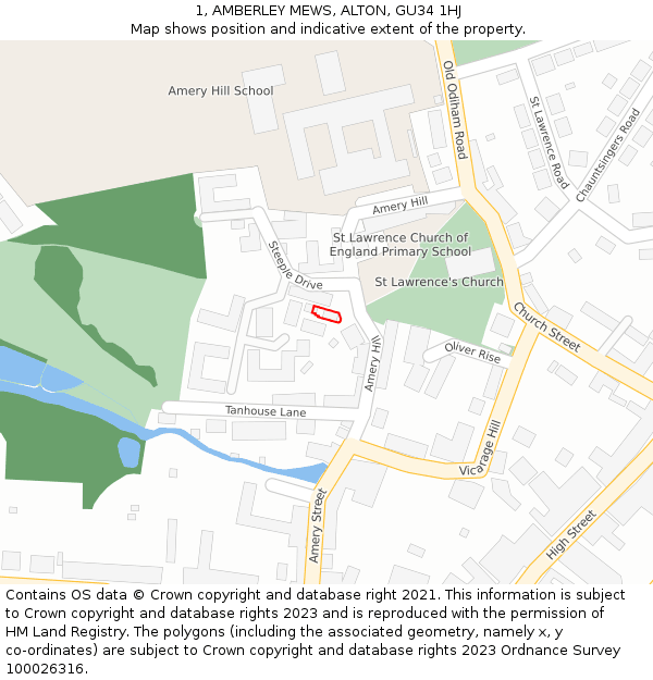 1, AMBERLEY MEWS, ALTON, GU34 1HJ: Location map and indicative extent of plot