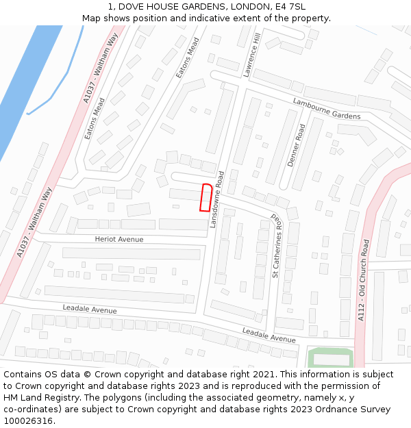 1, DOVE HOUSE GARDENS, LONDON, E4 7SL: Location map and indicative extent of plot